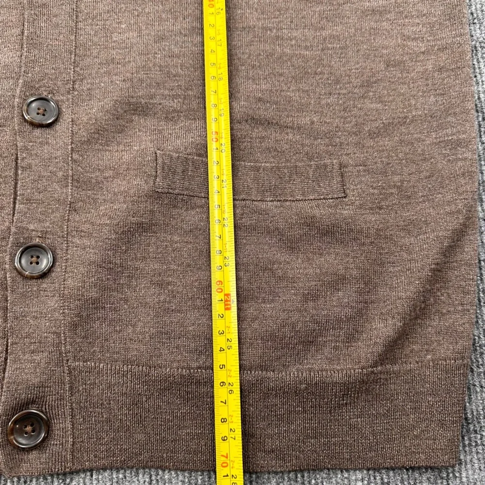 Banana Republic Cardigan Vest L Merino Wool Button Front Brown Modern Workwear